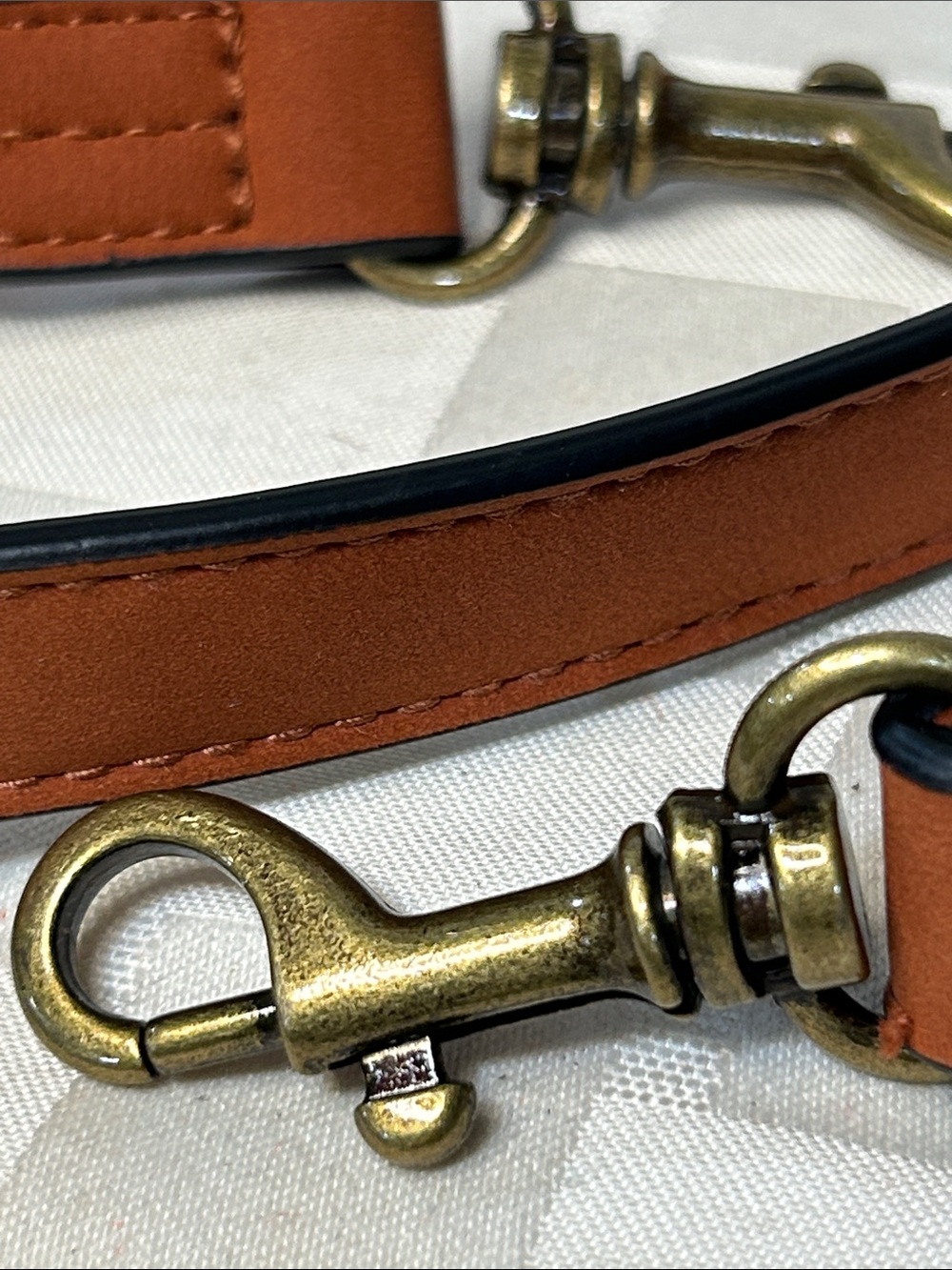 Leather Adjustable Men’s Crossbody Strap - Rust - Picture 2 of 4